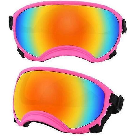Hundebrille mit UV-Schutz, hoher Stoßfestigkeit, verstellbarem Gummizug, atmungsaktiv, für Welpen und große Hunderassen (Pink und Farbe L) (1/5)