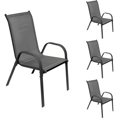 4 Stück Stapelstuhl Metall - Textilen Farbe Anthrazit - Anthrazit -DMC330881-4stk-var (1/2)