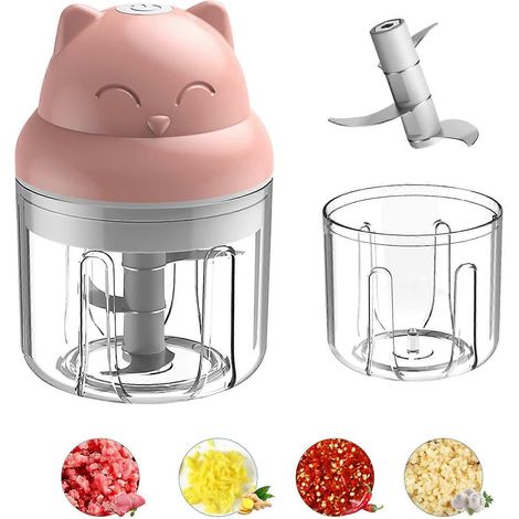 Elektrischer Knoblauchschneider, tragbarer, kabelloser Mini-Zwiebelschneider, USB-aufladbarer Zwiebelschneider, kleine Küchenmaschine für Knoblauch, Zwiebeln und Gemüse, zum Würfeln, M