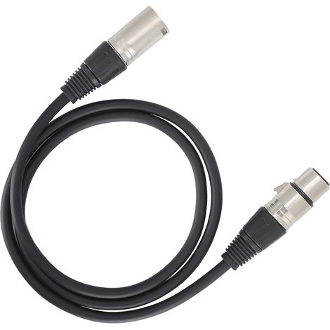 Câble Microphone XLR 2m, Connecteur Mâle-Femelle 3 Pins Noir pour Studio et Événements Live