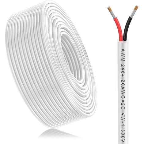 Câble électrique 2 conducteurs 2×0,5mm² 20AWG, 30 mètres Rallonge UL2464, 5V/12V/24V/300V, Cuivre multibrins étamé sans oxygène, Pour paysage, lampes LED, automobile, plein air (1/5)