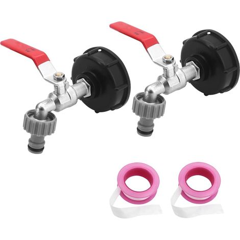 Lntyq Lot de 2 adaptateurs de réservoir IBC S60 x 6 IBC - Valve de rechange pour raccord de tuyau 1/2" - Robinet de jardin - Réservoir de stockage (1/5)