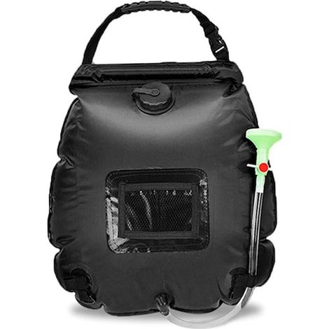 Sac de douche portable pour le camping, 20 L, 50 x 40 cm, noir (1/2)