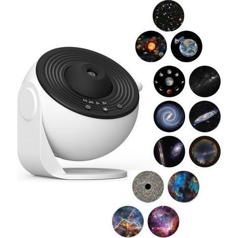 Filiyano – Projecteur de veilleuse à 360° Ciel étoilé avec système solaire, lune, nébuleuse, Voie lactée, galaxie et cosmonaute - pour enfants et (1/5)