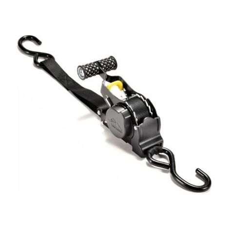 Tendeur à cliquet auto-rétractable 10' 1' – Charge maximale 680 kg – Sangle en polyester haute résistance avec crochet en S
