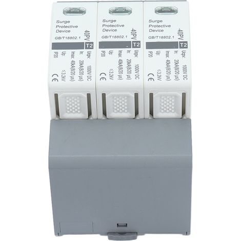 Parafoudre DC 3P pour système alimentation CC 1000V 20-40kA, disjoncteur surtension module solaire IP20 (1/5)