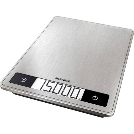 Balance de cuisine inox 15 kg – Précision au gramme – Écran LCD rétroéclairé – Fonction tare – Pieds antidérapants – Dimensions 24 x 17.5 cm – Soehnle
