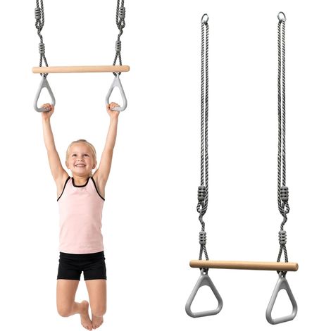 Trapèze de gymnastique, matériau en bois, longueur de 1,5 mètres, adapté aux âges de 3 à 12 ans, compatibilité extérieure, certifié EN71 (1/5)