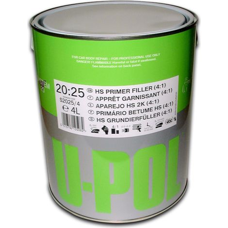 U-Pol – Apprêt garnissant gris 1 litre – Revêtement acrylique bi-composants – Excellente opacité et pouvoir couvrant – Très garnissant