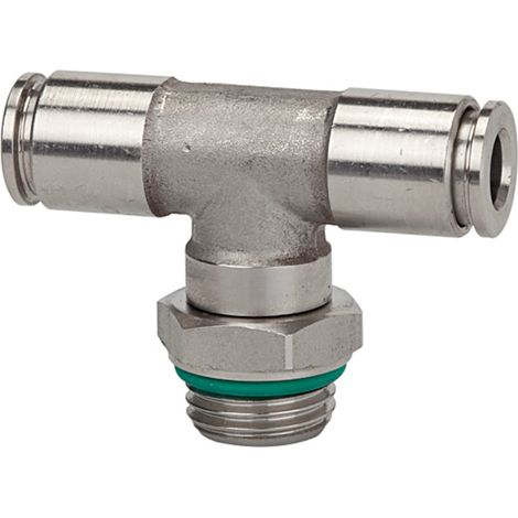 Riegler T-Steckverschra., drehbar, G 1/4 a., Schl.-Ø 8, 15bar, ES 1.4404 (1/2)
