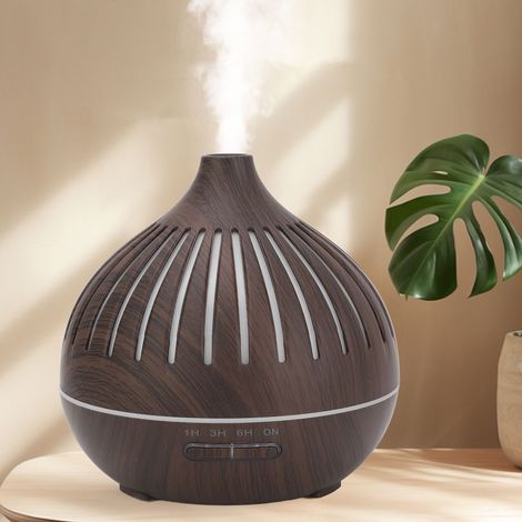 Difusor de aromaterapia de 400 ml con acabado en madera, luz de colores y control automático para el hogar y la oficina. (1/5)