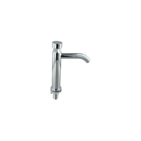 Robinet de lavabo à pression tactile en acier inoxydable avec finition chromée, temporisation temporisée et économie d'eau, robinet à montage simple pour évier de salle de bain ou cuisine, argenté (B) (1/5)
