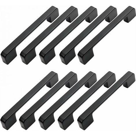 10 pezzi Maniglia per mobili Distanza centrale 128 mm - Maniglia per porta da cucina nera Maniglia per barra per mobili Maniglia da cucina nera 128 mm (1/4)