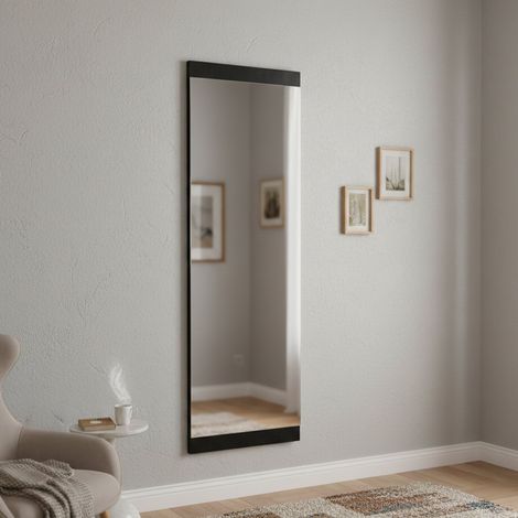 Dmora - Espejito Acamar, Espejo, Objeto de decoración de pared, Decoración de espejo, 40x2h120 cm, Negro, con embalaje reforzado (1/5)