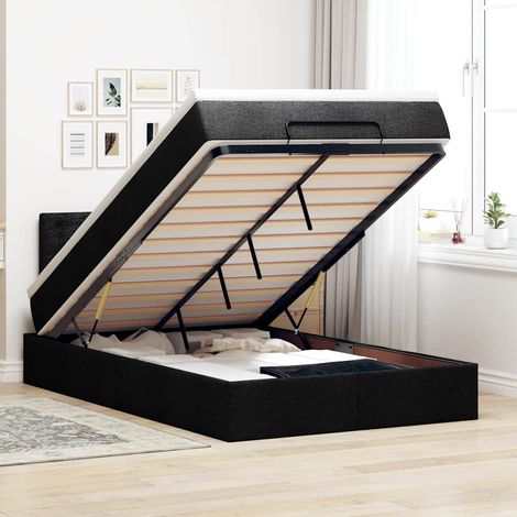vidaXL Lit ottoman avec matelas noir 120x200 cm tissu (1/5)