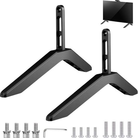 Pieds de Support TV Universels, Support de Base de Remplacement pour Téléviseur de 32 à 65 Pouces, Pieds de Meuble TV Noirs avec Patins Antidérapants et Vis pour Écran Plat LCD LED Plasma (1/5)