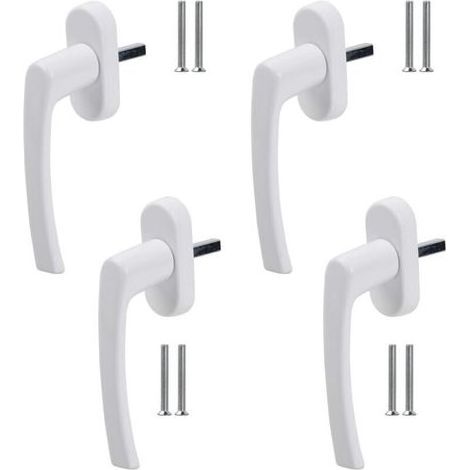 Lot de 4 Poignée Fenetre Blanc en Aluminium, Poignée de Porte de Balcon, Poignées de Fenêtre pour Les Fenêtres Les Portes de Balcon ou de Terrasse (1/5)