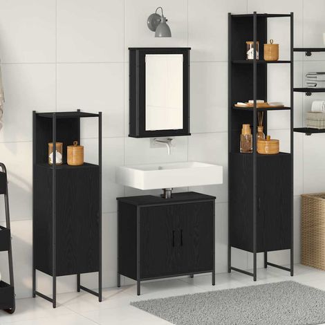 4-teiliges Badezimmermöbel-Set aus Holzwerkstoff in Schwarzer Eiche vidaXL825635 (1/5)