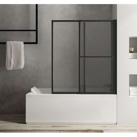 Polysan Olbia - Pneumatische Badewannenabtrennung 123 cm, mattschwarz/Klarglas 30317B