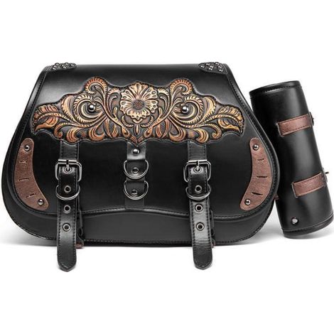 Motorrad Satteltasche 30L Leder Wasserdicht mit Flaschenhalter für Harley, Honda, Yamaha (1/5)