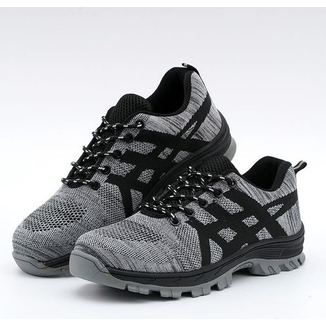 Chaussures de sécurité légères et respirantes – embout en acier – grises, pointure 44EU – semelle en caoutchouc durable – adaptées aux environnements de travail humides (1/5)