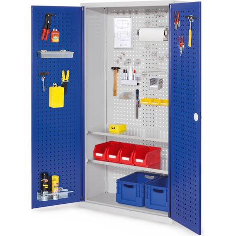 Kappes ®RasterPlan Werkzeugschrank 1950x1000m Modell 5 Tiefe 410mm Lochplattentüren enzianblau