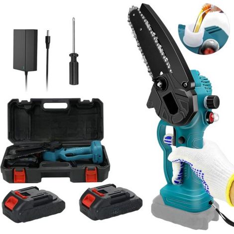 Mini motosega a batteria 48V 6 Pollici lubrificata olio Elettrosega tagliarami (1/5)