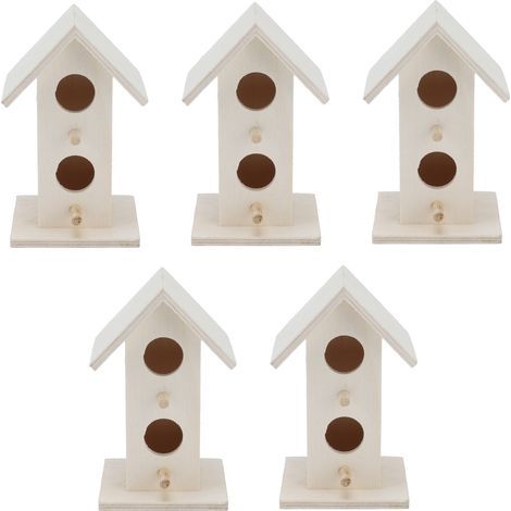 Nichoir en bois pour oiseaux, 5 pièces, Cage de nidification résistante aux intempéries pour jardin, pinson, mésange (1/5)