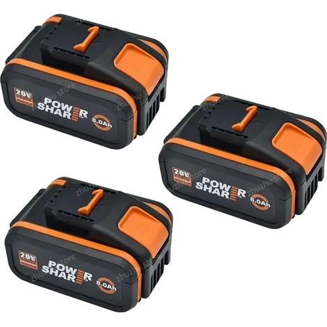 Batterie Lithium-Ion, capacité 8,0 Ah, compatible avec les outils Worx, Worx 8AhX3 (1/2)