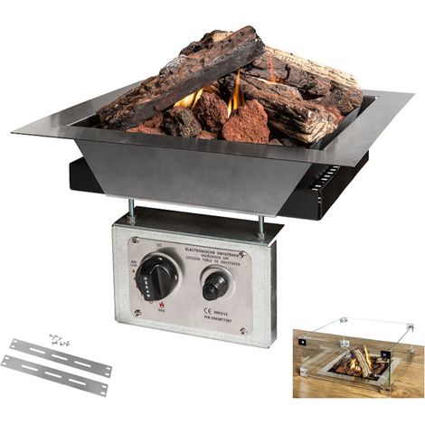 Happy Cocooning Mania Einbau-Feuerstelle Komplettset 6,5 kW quadratisch 39x39x23 cm Einbaumodell Feu