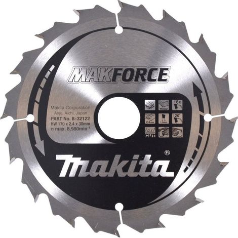 Makita Kreissägeblatt MAKFORCE 170/30 mm, 16 Zähne, 1,5 mm, Holz