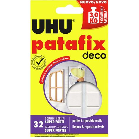 Gommini Adesivi Rimovibili Patafix UHU - 32 Gommini Bianco Riutilizzabili per Fissaggi Rapidi e Super Forti (1/5)