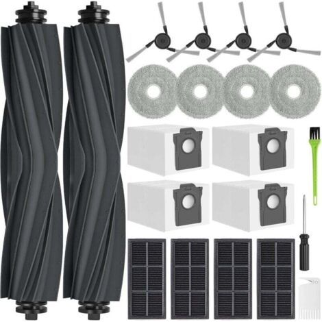 Kit Entretien Robot Aspirateur : 2 Brosses Principales, 4 Sacs, Filtres, Brosses Latérales et Serpillères