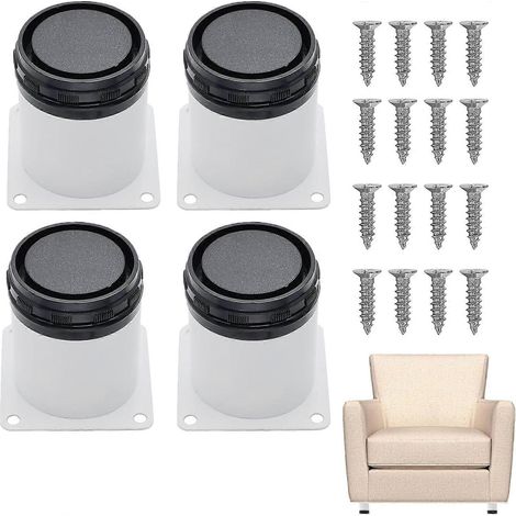 Pieds de meubles réglables en acier inoxydable 6x6 cm (2,36 pouces), pieds de meubles ronds blancs robustes avec vis de montage, adaptés aux tables, canapés, bureaux, étagères. (1/5)