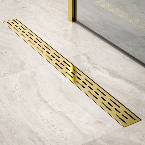 Duschrinne – 90 cm – Gold – Standardrost – Edelstahl – mit (1/4)