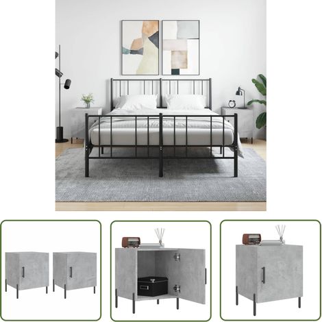 The Living Store Nachttische 2 Stk. Betongrau 40x40x50 cm Holzwerkstoff - Beton Tisch - Nachttisch Grau - Wohnzimmer Dekoration - Holzwerkstoff Möbel - Schubladen Nachttisch (1/5)