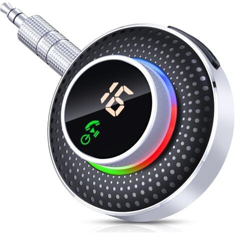 Adaptateur Bluetooth Voiture 5.3, Recepteur Bluetooth Jack AUX 3,5 mm [Bouton Agrandi & Écran LED], Adaptateur Bluetooth pour Autoradio/Maison Stéréo, Supporte Siri/Appel Mains Libres (1/5)