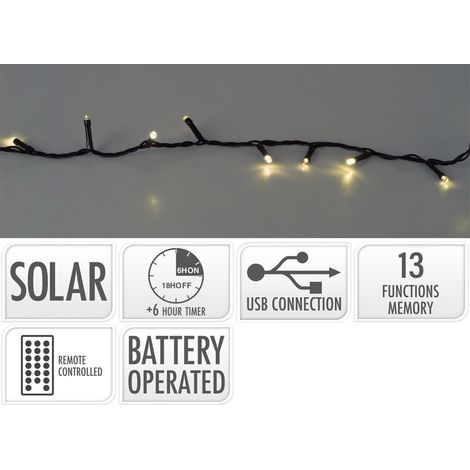 Guirnalda de Luces LED Lifetime Blanco Cálido 10 m Solar (1/2)