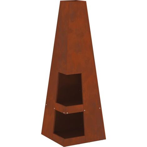 Marmite brune, 35 x 35 x 100 cm, acier Corten. (1/5)