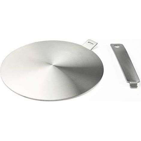 Induction adapter, converter disc for induction hob, heat diffuser plate with detachable handle and base, 20 cm (1/5)