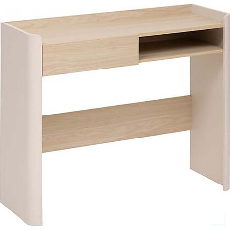 Console Table bureau avec une niche et 1 tiroir, Coloris chêne/ivoire - Longueur 100 x Profondeur 35 x Hauteur 80 cm (1/5)