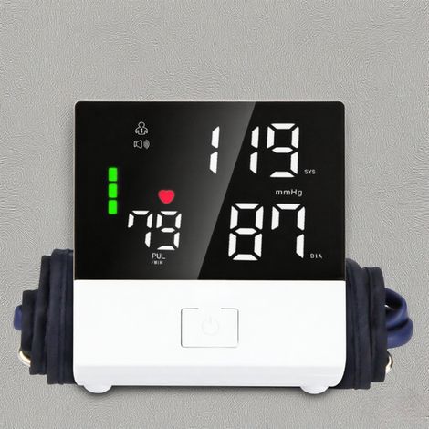 Elektronisches Blutdruckmessgerät ZK-B881 für den Oberarm mit englischer Sprachausgabe, Herzfrequenzmessung und großem LED-Display. Speicher für 99 x 2 Messungen.