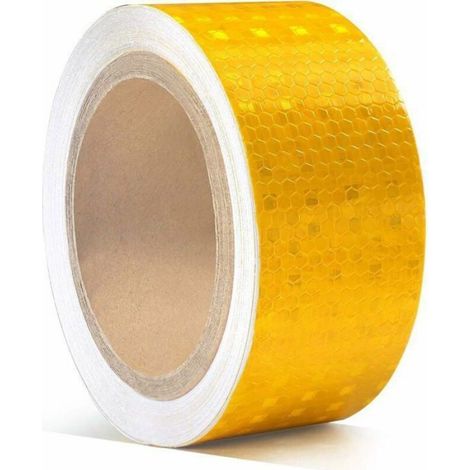 Ruban D Avertissement Réfléchissant - 5 cm x 10 m - Jaune - PVC Surface Nid D Abeille 3D - Auto Adhésif Haute Intensité - 1 Pièce (1/4)