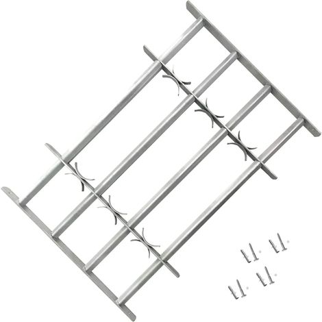 Grille de sécurité en acier galvanisé  4 traverses  Largeur 700-1050 mm  pour fenêtre  Protection anti-effraction Model141386