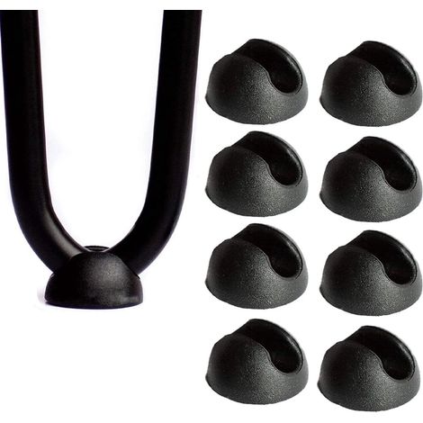 Lot de 8 patins en feutre ronds tubulaires de 10 mm de diamètre, protecteurs de sol, feutrine autocollante noire pour meubles (1/5)