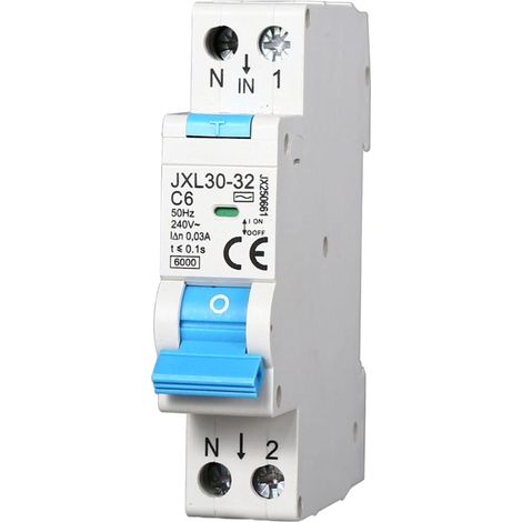 gloca Differenzial-Leistungsschalter 1P+N 6A 30mA 220V 6KA 1 Modul DIN C6