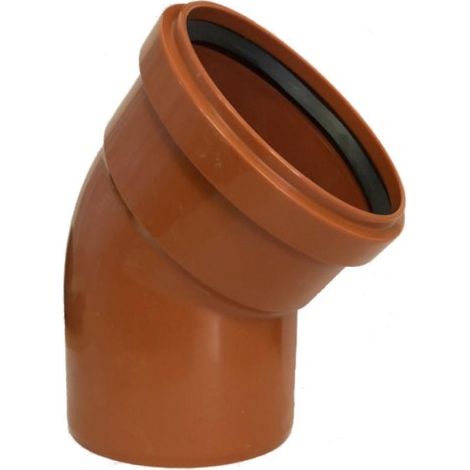 CURVA 45 ° AD INNESTO IN PVC CON GUARNIZIONE RAL 8023 - EE ¸100 RAL 8023