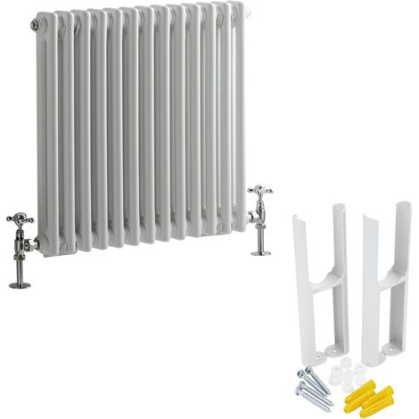 Hudson Reed Windsor - Radiateur Rétro Horizontal Double Rang - Blanc - 60cm x 60.5cm (1/5)