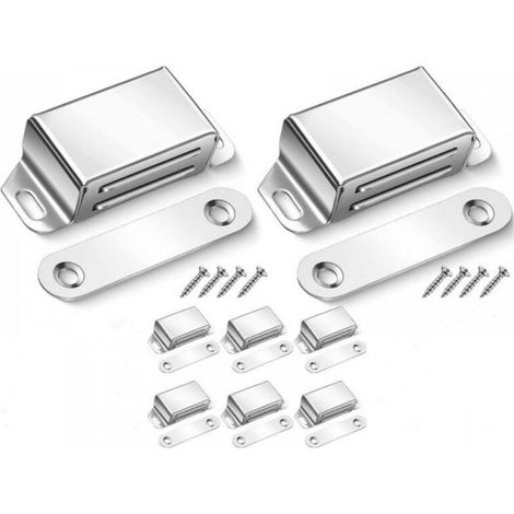 Lot de 8 loquets de porte magnétiques en acier inoxydable pour placard, tiroir, cuisine, salle de bain, placard, tiroir, armoire (1/4)