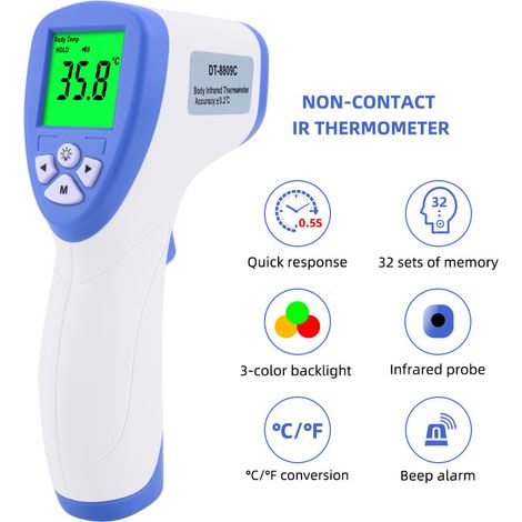 Thermomètre frontal numérique infrarouge sans contact pour adultes et bébés